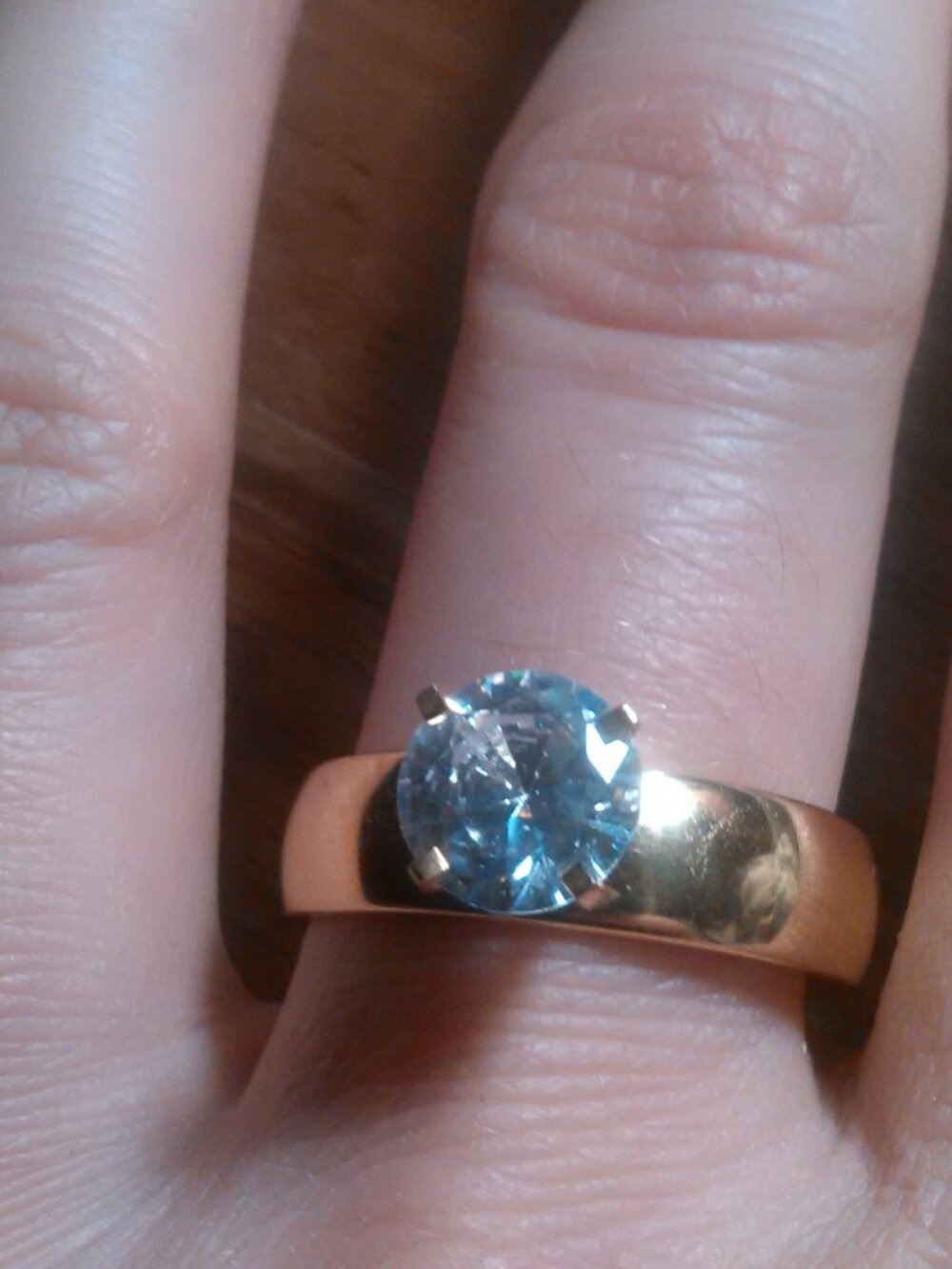 Cubic Zirconia Yellow Gold Plated Ring (Size 10)